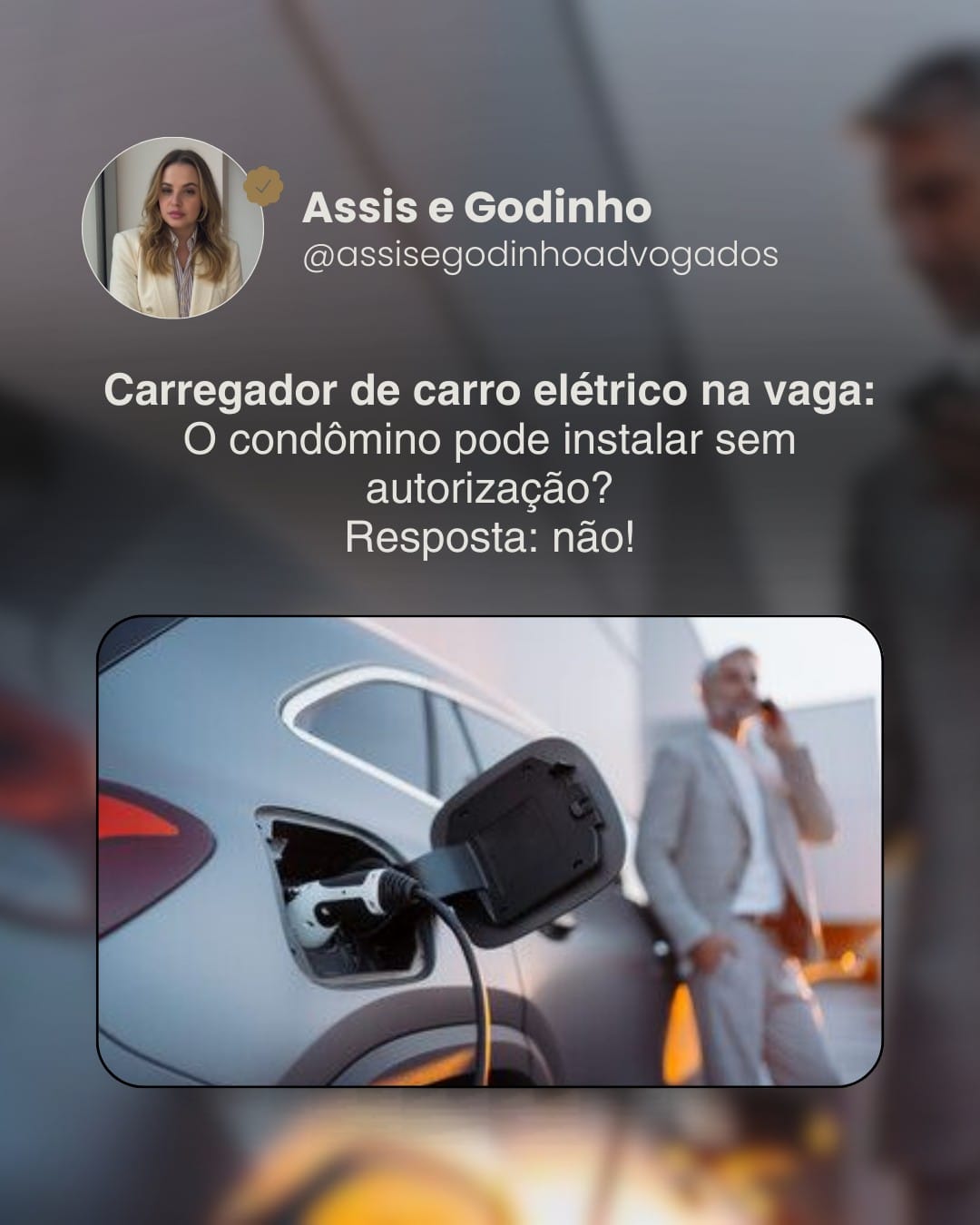 Com o crescimento dos carros elétricos, muitos condomínios estão recebendo pedidos para instalação de carregadores nas vagas. O que muitos não sabem é que não é simples: • O condomínio não pode proibir, mas pode regular o uso de vagas. • Para a instalação do carregador, é necessária autorização do condomínio. • A instalação precisa ser conforme normas técnicas de segurança e infraestrutura. • O condomínio pode cobrar a instalação e os custos do próprio morador, mas também deve garantir responsabilidade sobre o uso da energia. Quer regularizar a instalação de carregadores elétricos e evitar conflitos no seu condomínio? Fale no direct. #carroelétrico #carregadorcondominio #condominios #juridicocondominial #tecnologia